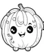 Placeholder: outline art for halloween coloring pages for kids with cartoon cute happy pumpkin , white background, Sketch style, full body, only use outline, clean line art, white background, no shadows and clear and well outlined, coloring page for kids, kawaii style