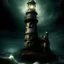 Placeholder: Man spends a sleepless night inside a dark lighthouse in a delusional state haunted by ghostly images, paint it in the baroque style, as if the man is horrified