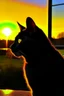 Placeholder: A black cat staring at the Sun rise