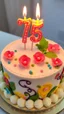 Placeholder: A beautiful birthday cake with a lot of decoration with a “75” candela