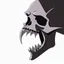 Placeholder: Minimalistic vampire skull with open mouth, side view, 2D