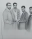 Placeholder: Pencil sketch of Four doctors are discussing ، on lined paper