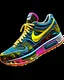 Placeholder: A stunning interpretation of nike sexy sports shoe sneakers, made of chrom, advertsiement, solarpunk, highly detailed and intricate, golden ratio, very colorful, hypermaximalist, ornate, luxury, dripping with melting black