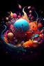 Placeholder: digital art, by Android Jones, behance contest winner, psychedelic art, abstract claymation, psychedelic floral planets, boiling imagination in a bowl, layered paper art, kandinsky style, 3d intricate shapes, dripping with color, microscopic picture, gorgeous composition, ( ( ( surrealism ) ) ), organic shape