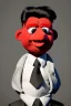 Placeholder: Waist up muppet Portrait, Kim Jong-un muppet doll, black suit, photo studio, red background, unreal engine 5, concept art, art station, god lights, ray tracing, RTX, lumen lighting, ultra detail, volumetric lighting, 3d.