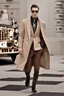 Placeholder: Men's DC Fashion runway Winter outfits inspired by Superman Emblem design beige tones