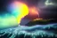 Placeholder: precise digital photo of a rgb random multicolour tornado made of smoke particles, over a stormy ocean, high waves colliding with the smoke, foam, intricate, 8k, extremely detailed, cgi, hyperrealistic render, volumetric lighting, impressive volumetric clouds, vitality colors, double precision