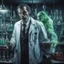 Placeholder: Hyper Realistic Dr Jaykill & Mr. Hyde in a chemical laboratory at night