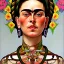 Placeholder: A beautiful portrait of Frida Kahlo by alphonse mucha, japanese tatoos, 4k, high details