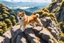 Placeholder: ultra realistic Shiba Inu climbing a mountain in japan