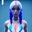 Placeholder: blue hair woman, pigtails, purpurin, white shirt, tie, gradient color, BLUE, PINK, CYAN, neon, insanely detailed, 16k resolution, perfect eyes, cinematic smooth, intricate detail