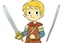 Placeholder: cartoon Arthur holding the sword