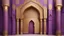 Placeholder: Hyper Realistic Golden Islamic Architecture on Purple-Rustic-Wall with maroon-crafting-on-white-pillars