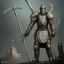 Placeholder: a Midieval knight in metallic gold and grey battle armor, holding a hockey stick, a highly detailed illustration, background of Celtic castle, realistic render, 8 k, micro detail, intricate, elegant, centered, digital painting, Artstation, smooth, sharp focus, illustration, artgerm, tomasz alen kopera, peter mohrbacher, donato giancola, joseph christian leyendecker, wlop, boris vallejo