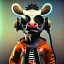 Placeholder: Cow toddler, smile, steampunk headphone, sunglass, gangsta neckless, full body, orange puffer jacket, tokio background, dramatic lighting, hyper realistic, unreal engine 5, 16k