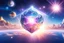 Placeholder: Enlighten, highly detailed image of the Earth traversed of 12 interconnected dodecahedral, diamond-shaped rays of light, cosmic reality bright cristal glitter sunny magic morning with wonderful sunshine on the sky, white gold light pink blue shining graduated colours, nice magic atmosphere, cosmic ambiance, starships, stars, hyper ultra realistic, 32 K, tom bagshaw, greg rutkowski, global illumination, radiant light bright sky, intricate details