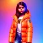 Placeholder: 3d render, Selena Gomez toddler, full body, orange puffer jacket, dramatic lighting, volumetric lighting, concert background, hyper realistic, unreal engine 5, 8k, UHD,