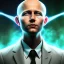 Placeholder: a happy human baby lawyer called tobias leander with no hair,halo, wings, drinking, sitting in chair, photo realistic spray painting, dark wood background