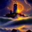 Placeholder: Fantasy, light house, Rocks, lighting, surreal, waves crashing below, 8k, sunset, sketch by Van Gogh in oil