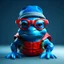 Placeholder: A blue Ninja Turtle wearing glasses and a Santa hat