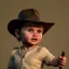 Placeholder: Indiana Jones toddler, full body, whip, dramatic lighting, hyper realistic