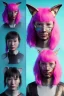 Placeholder: MCU Portrait, Front image. cyberpunk Asian sweet woman, pink short hair. Ceramic rabbit mask, latex suit. Red, black, gold, color. Punk style. highly detailed, concept art, smooth, unreal engine 5, god rays, ray tracing, RTX, lumen lighting, ultra detail, volumetric lighting, 3d, finely drawn, high definition, high resolution.