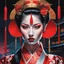 Placeholder: Face art Geisha Alexandra "Sasha" Aleksejevna Luss fantasy bombshells oilpaiting by Greg Rutkowski, Artgerm style Once upon a night time Tokyo city