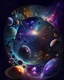 Placeholder: Visualize a universe where the galaxies are made of different colors and shapes, and the stars form constellations that tell stories.