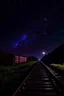 Placeholder: A purple night sky with lots of stars and narrow, gauge railway