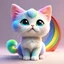 Placeholder: 3D , cute cat, rainbow