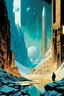 Placeholder: create an ethereal, otherworldly ancient alien city set in a vast glacial wilderness utilizing sacred geometry, Fibonacci sequence, golden ratio, in the comic book art style of Mike Mignola, Bill Sienkiewicz, and Jean Giraud Moebius, with highly detailed and finely inked , dramatic natural lighting