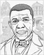 Placeholder: Outline art for coloring pages with Booker T. Washington, white background, sketch style, only use black outline, white background, no shadows and well and clear outline