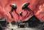 Placeholder: h.r giger style art, aliens attacking a small town and killing the inhabitants, blood