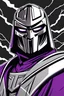 Placeholder: masterpiece, best quality, MF DOOM striking a pose, villain, simple logo background, in the style of japanese manga, duotone, professional quality drawing, ultra detailed, joyful lightning, only two colors purple and white with some shades, half body shot