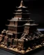 Placeholder: A dark brown Japanese palace on a mountain made out of gingerbread painted by Pablo Picasso