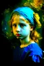 Placeholder: A front profile of a beautiful young girl with her aspirations behind her. Opulent Van Gohn style painting
