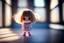 Placeholder: cute chibi girl on a room scale, looking at it with a terrified expression, in sunshine, ethereal, cinematic postprocessing, dof, bokeh