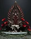 Placeholder: 3d throne made out of all cover Papaver Somniferum only leaves, HYPER DETAILED.dark and drungs