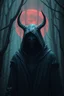 Placeholder: A hooded creature in the forest , dark material, surrealist, elementals, intricate background, masterpiece, octane rendered, artstation