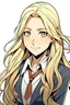 Placeholder: Dc marvel beautiful Tara Markov with brown eyes and light long blonde hair wearing a school girl uniform comic anime 2d drawing style