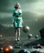 Placeholder: Ultra Realistic retro sci-fi 1960 scene, waist up view portrait, blonde woman, sweet young Marilyn Monroe face, perfect iris, tight latex coat, alien planet background, tight style, steel sphere dron levitating, fog, rain, soft color, highly detailed, unreal engine 5, ray tracing, RTX, lumen lighting, ultra detail, volumetric lighting, 3d, finely drawn, high definition, high resolution.