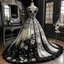 Placeholder: On a display shelf finely detailed glowing crystal Colorful dinner dress, Handmade embroidery, black, gorgeous wedding dress, exquisite lace and amazing large skirt, large lace bodice embroidery flower tailing wedding dress, the three - dimensional embroidery spread is extremely romantic, and the fluffy, plump and soft skirt has infinite charm. The elegant off white layered simple atmosphere wedding dress has a unique shape, and the slender waist lines are smoothiя Wi and natural