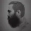 Placeholder: moody charcoal side profile portrait of a bearded man, pencil portrait, side on profile, charcoal portrait, artistic black and white profile portrait, delicate, highly detailed, chiaroscuro, beautiful composition, delicate arrangement, aesthetic, soft lighting, tender