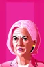 Placeholder: Extremely rich female politician portrait in all pink