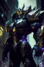 Placeholder: Galio from league of legends in black cyberpunk style