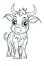 Placeholder: outline art for cute baby cow coloring page for kids, white background, sketch style, full body, only use outline, cartoon style, clean line art, no shadows, clear and well outlined