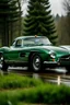 Placeholder: a lone killer in a green jacket rides a green Mercedes 300sls