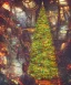 Placeholder: Painting of Christmas tree inside futuristic steampunk space ship