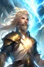 Placeholder: fantasy world, beard, blond, cleric, lightning, anime, young