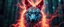 Placeholder: background as motion blurred forest, blink wolf close up portrait of a plasma racoon fox horse king lama shape shifter flickers like hypnotic fire in geometric shapes like a dna swirl of time and a fearsome planeswalker covered in powerful runes